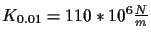 $K_{0.01} = 110 * 10^6 \frac{N}{m}$